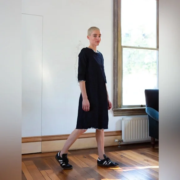 ERICA TANOV Signature Rye Denim Dress Sz 1/S - Picture 3 of 7